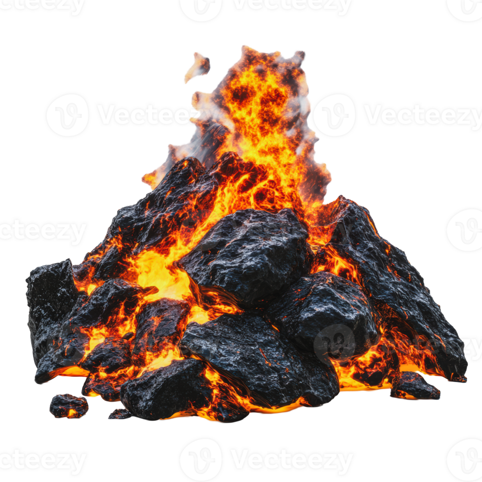 Erupting lava flow from a volcanic eruption png