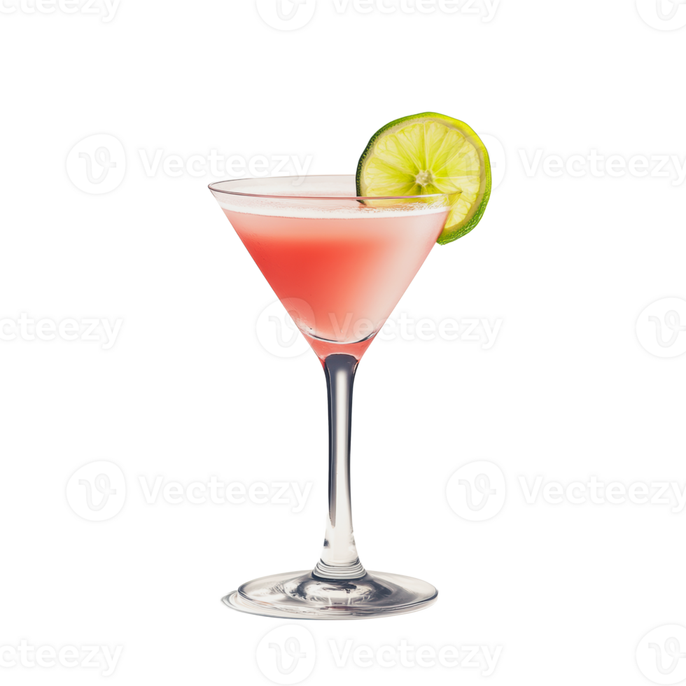 Cocktail garnished with lime on a white background png