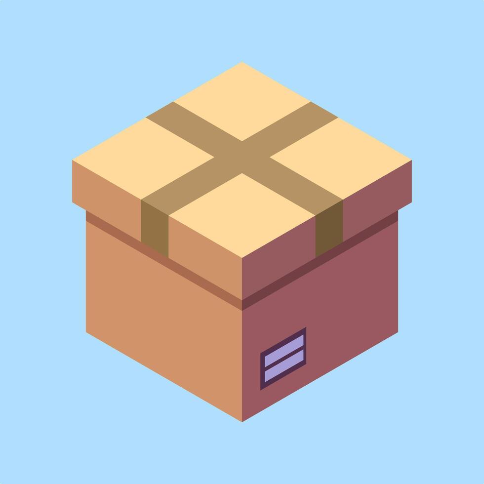 Box Illustration With Isometric Design Style vector