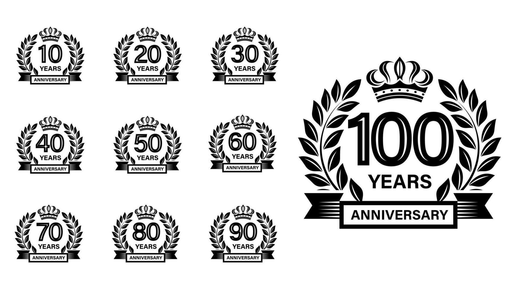 Elegant Anniversary Emblems Logo Set in a black vector