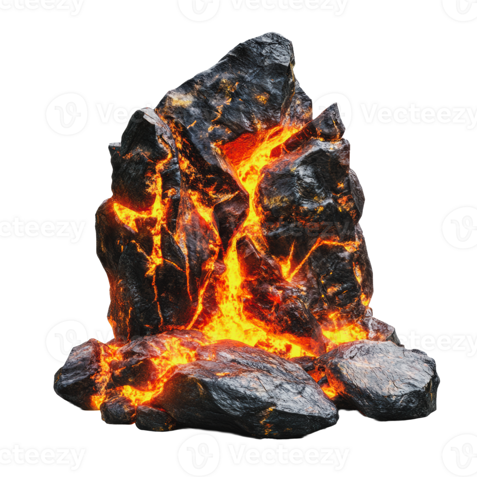 Lava rocks glowing in a dark environment png