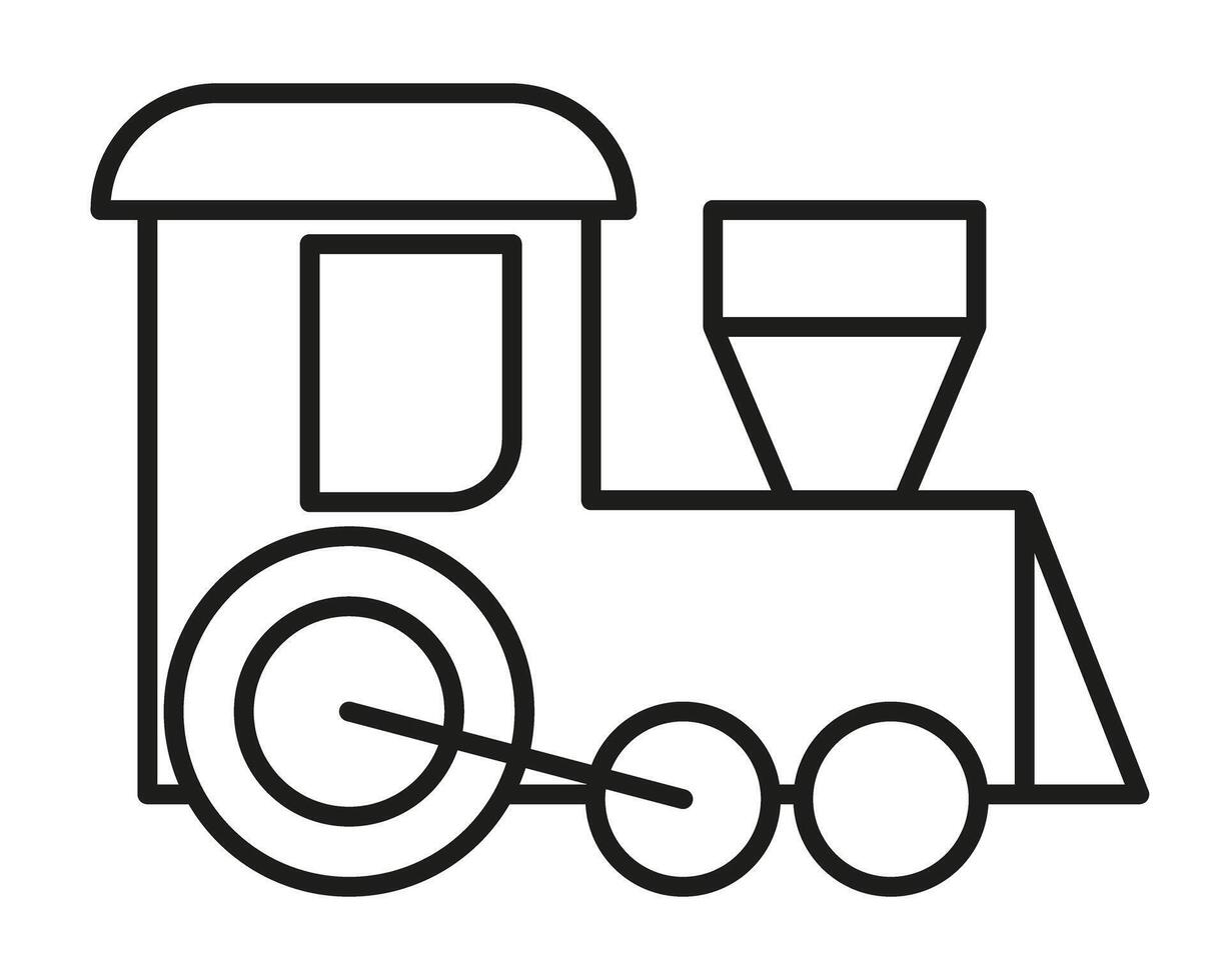 Minimalist line art train locomotive illustration vector