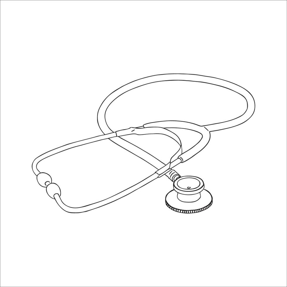 Stethoscope Outline Illustration for Medical Illustration vector