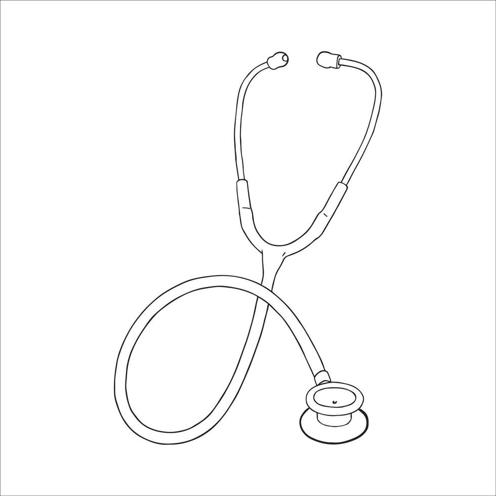 Hand-Drawn Stethoscope Medical Illustration vector