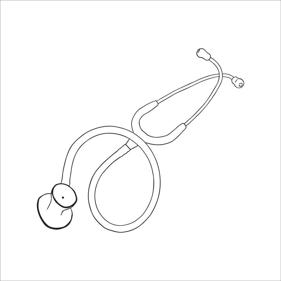 Medical Tool Stethoscope Outline Drawing vector