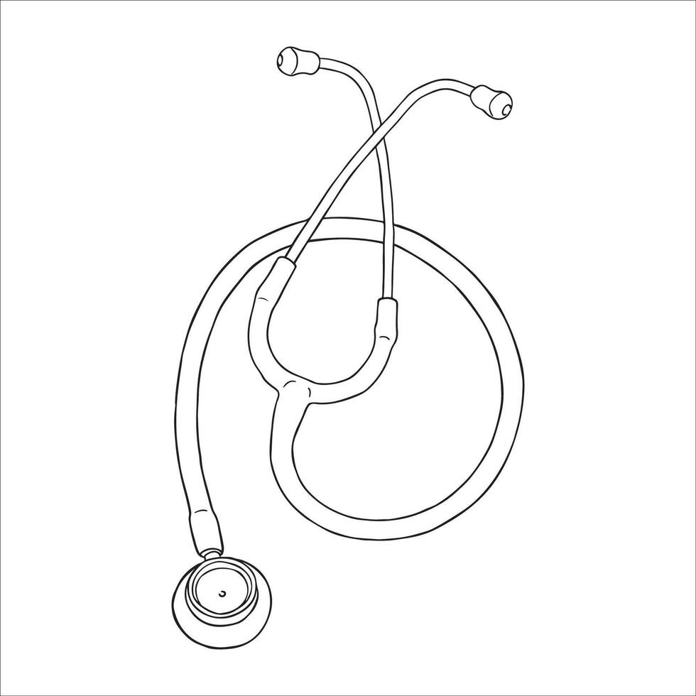 Medical Stethoscope Line Drawing Artwork vector