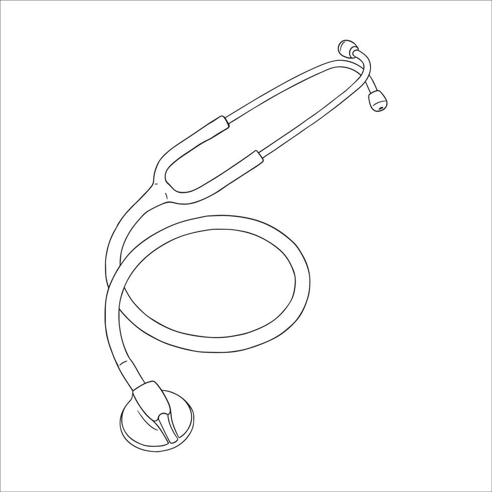 Medical Stethoscope Contour Line Art vector