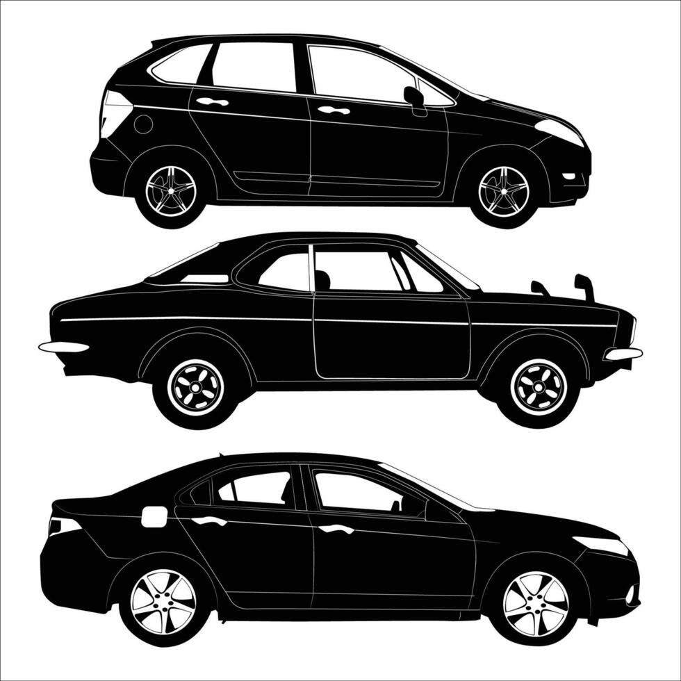 Vehicle car silhouette shape drawing Vol 05 vector