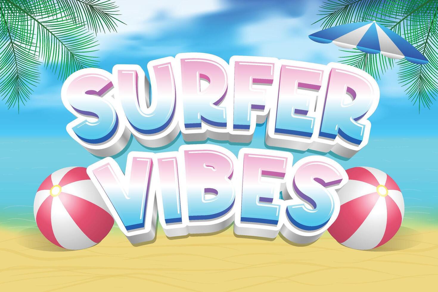 summer vibes design with illustrations of beaches and coconut trees vector
