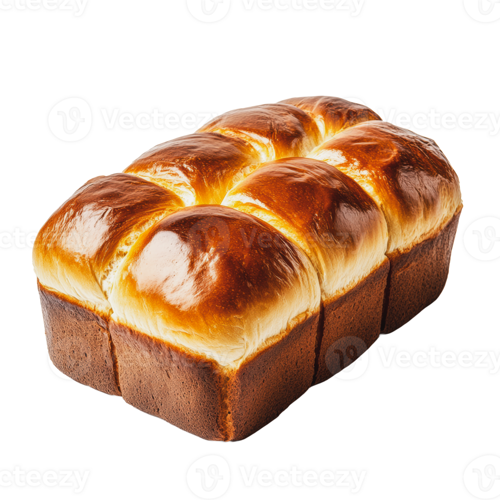 Freshly baked brioche loaf with golden crust cooling on a wooden surface png