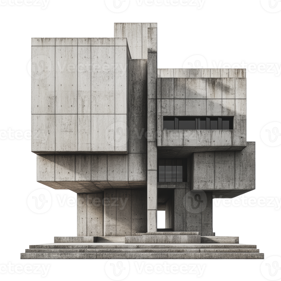 Modern concrete architecture featuring geometric forms during daylight png