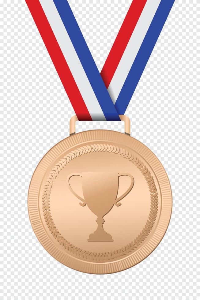 Realistic bronze medal mockup. Bronze medal with ribbon. Design winner bronze medal prize. Winner award medal. illustration vector