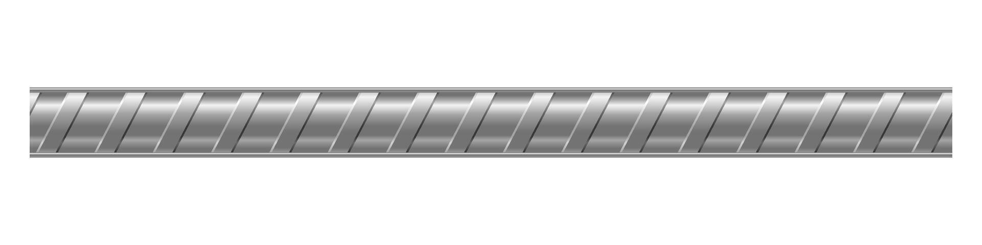 Realistic metal bar. Metal rebar. Seamless steel rebar. Metal rod. illustration vector