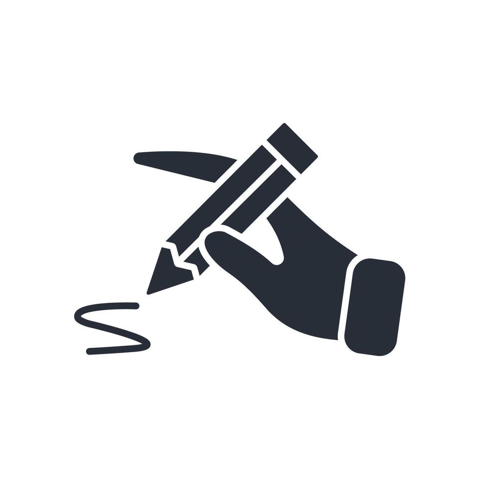 hand writing icon. .Editable stroke.linear style sign for use web design,logo.Symbol illustration. vector