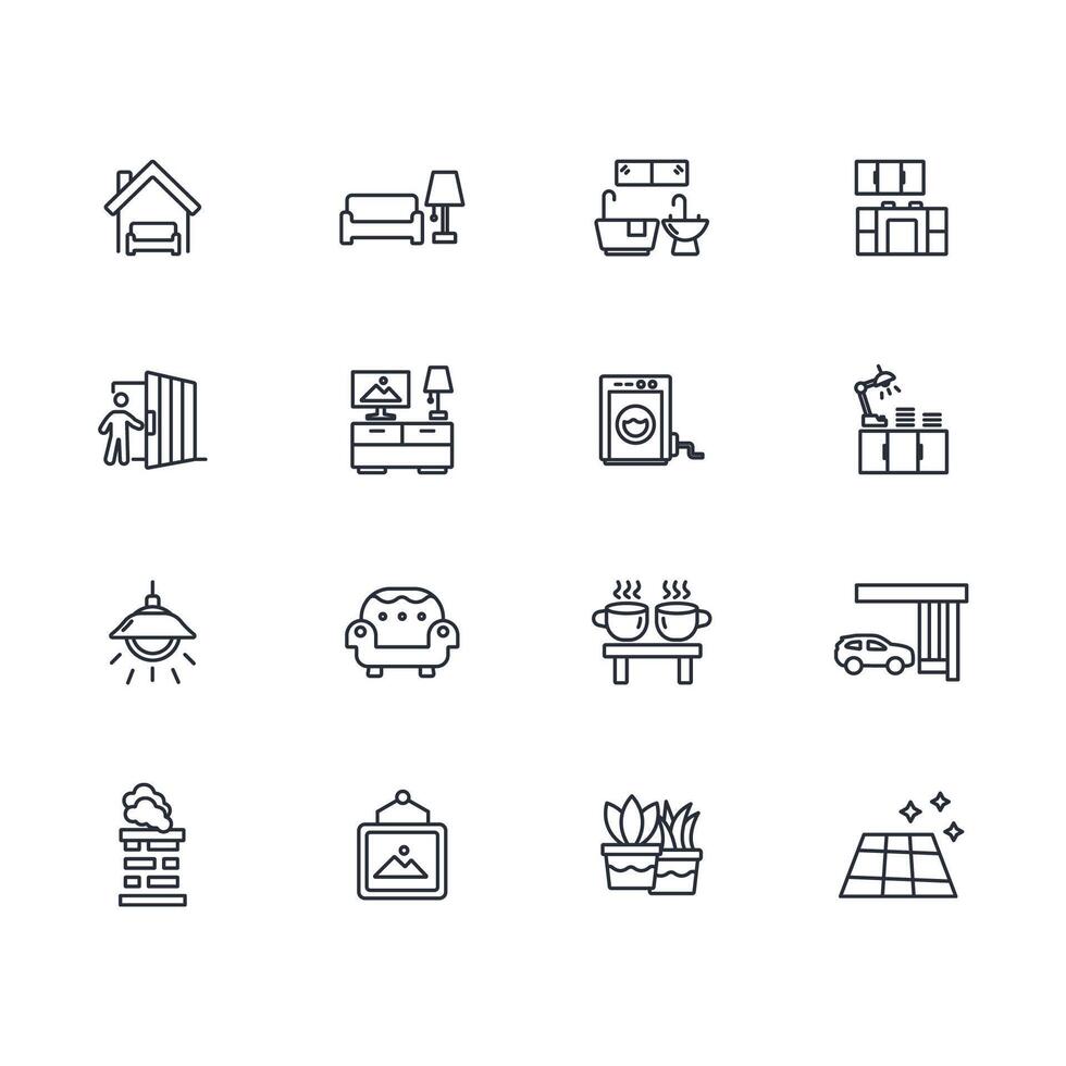 Home interior icon set..Editable stroke.linear style sign for use web design,logo.Symbol illustration. vector