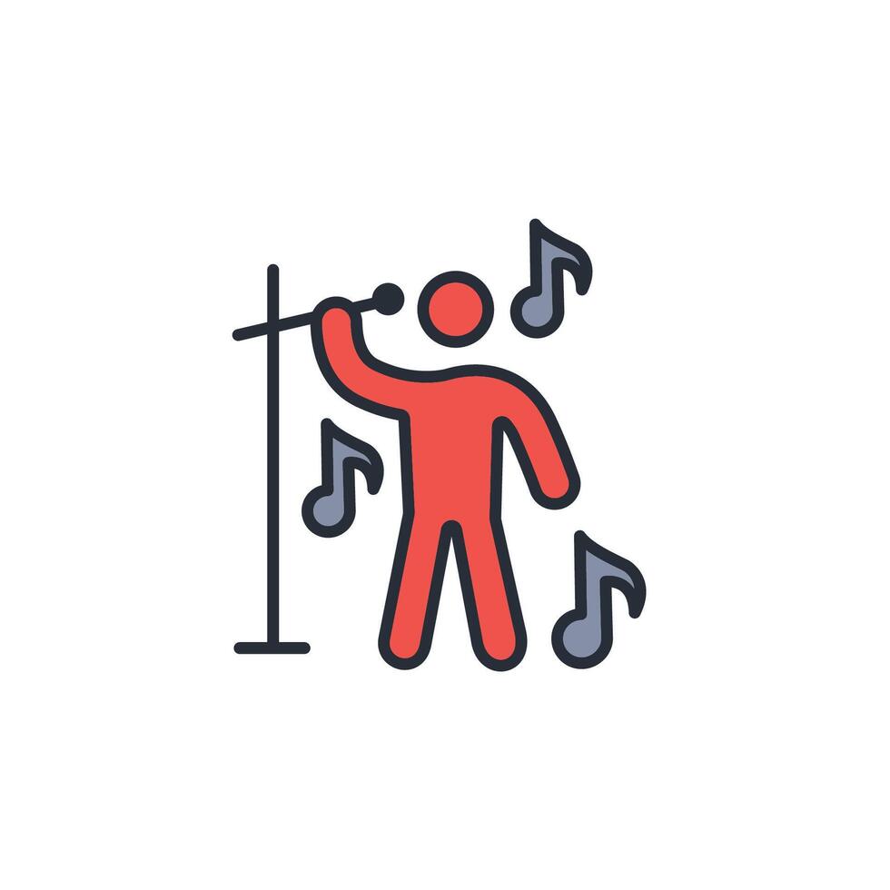 singing icon. .Editable stroke.linear style sign for use web design,logo.Symbol illustration. vector