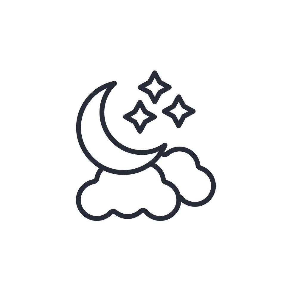 night icon. .Editable stroke.linear style sign for use web design,logo.Symbol illustration. vector