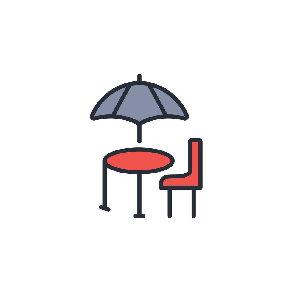 picnic table icon. .Editable stroke.linear style sign for use web design,logo.Symbol illustration. vector