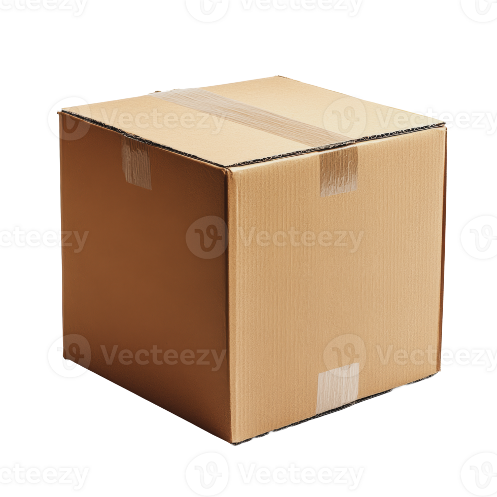 Brown cardboard box stacked in a warehouse setting during daylight hours png