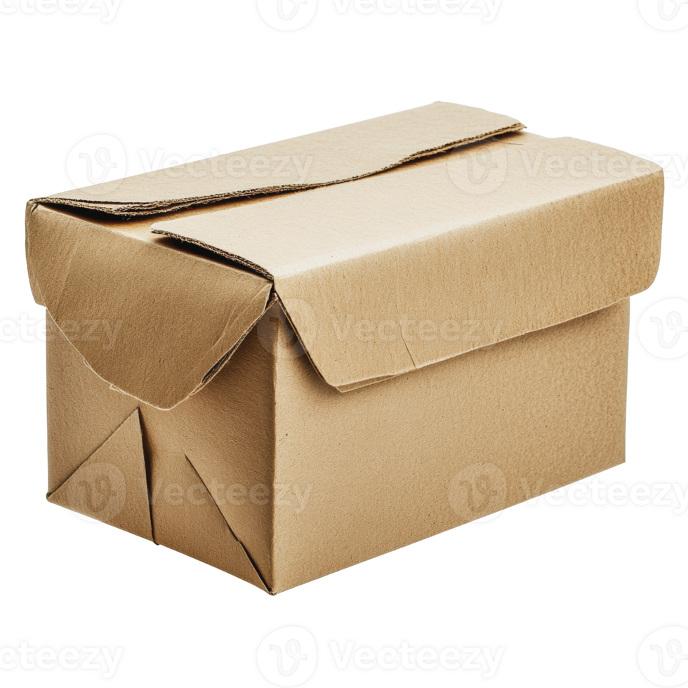 Brown cardboard box resting on a flat surface, showcasing a simple design suitable for storage or shipping png