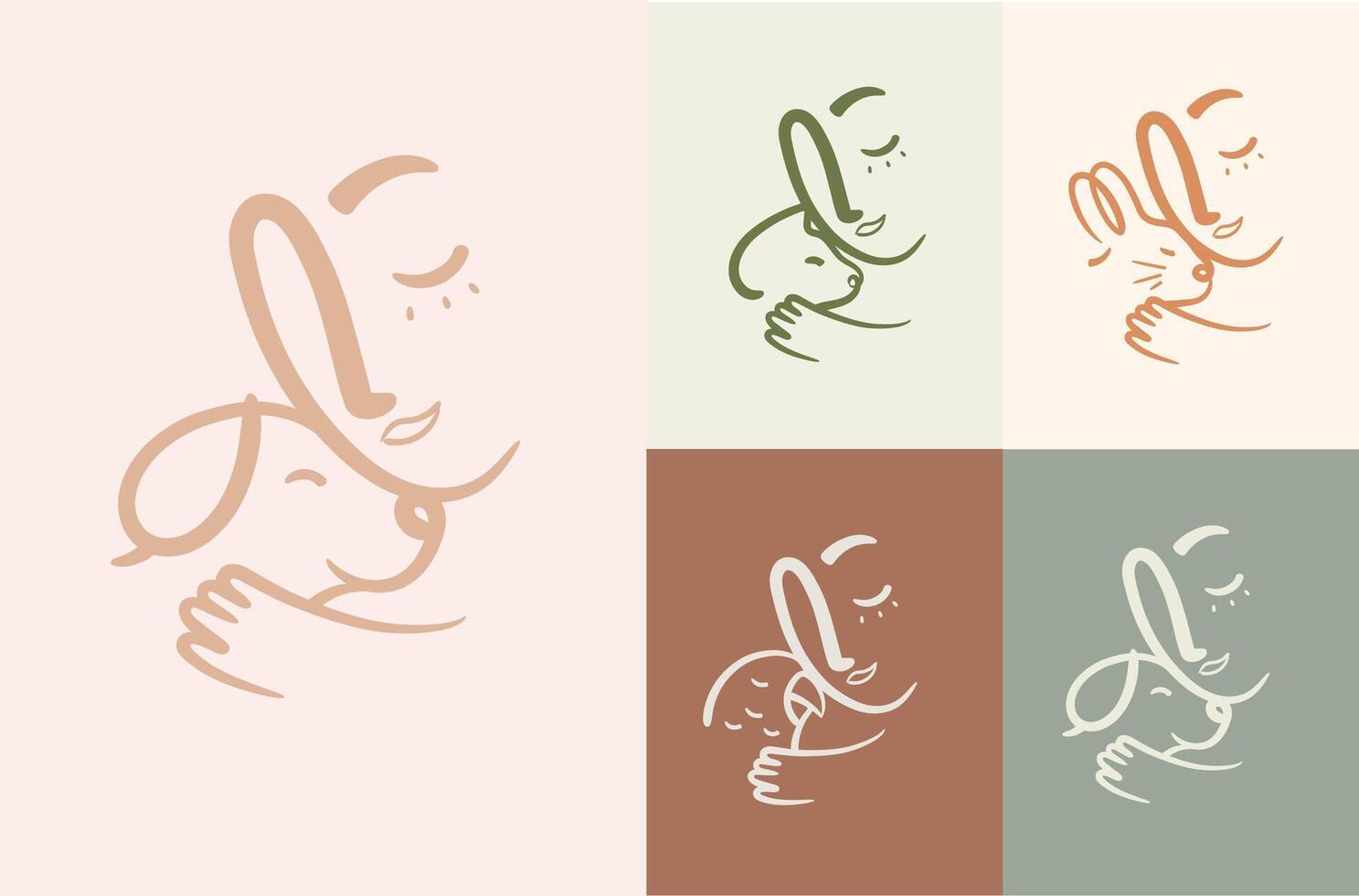 Man lovingly clings to an animal cat, dog, rabbit, parrot compositions drawing on powder color background vector