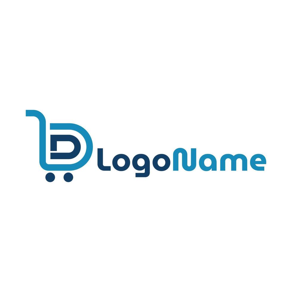 D Letter e-commerce Logo Design Template Illustration vector