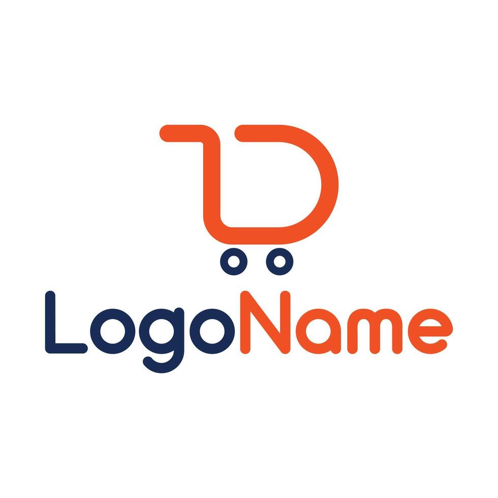 D Letter e-commerce Logo Design Template Illustration vector