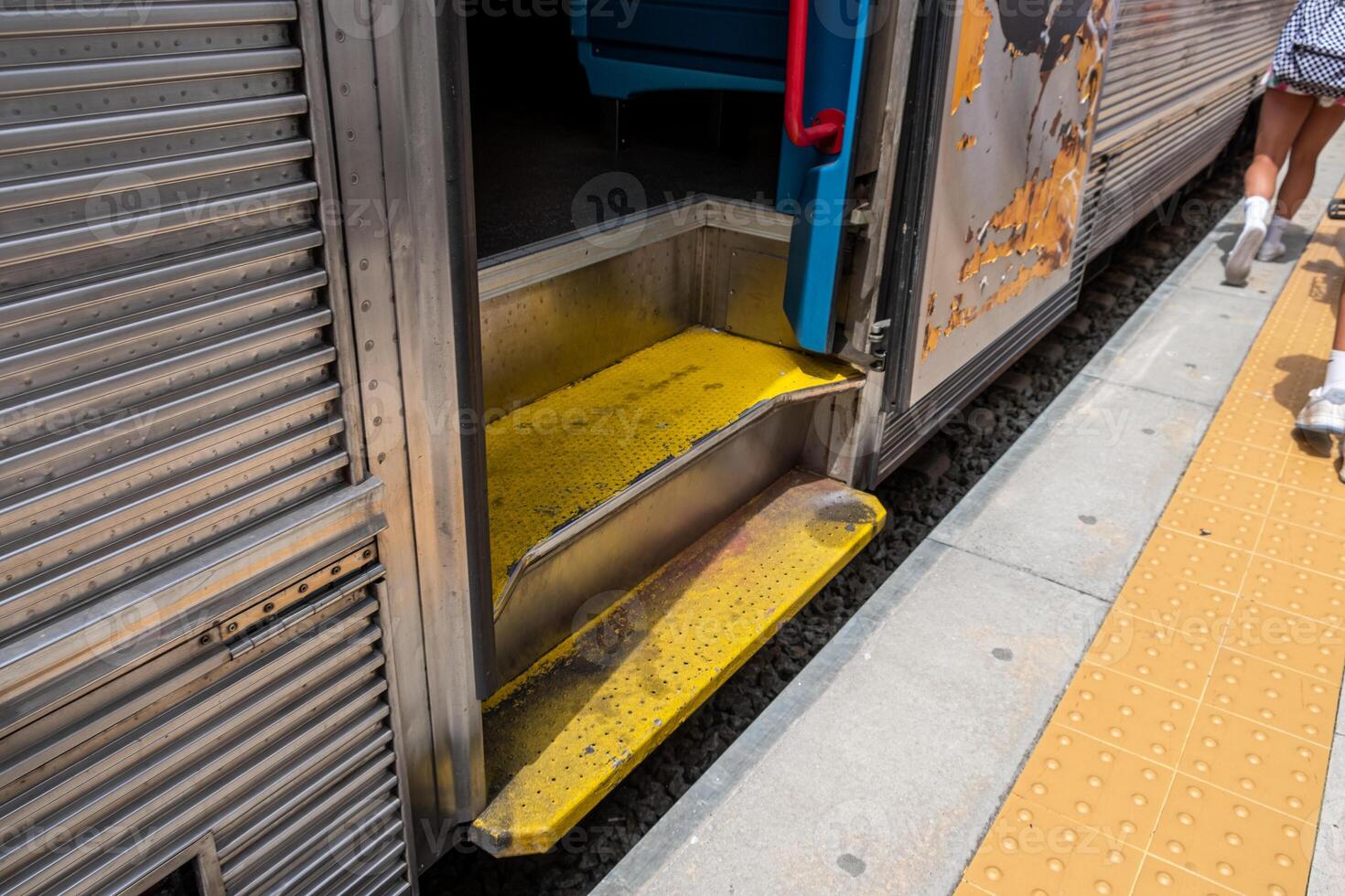 detail of the door of a train car photo