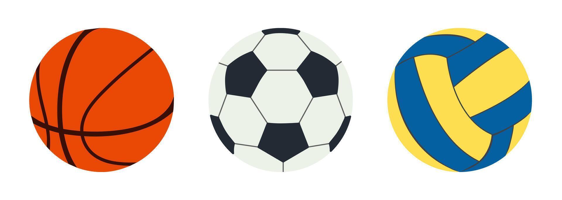 Set of football, basketball and volleyball balls on transparent background vector