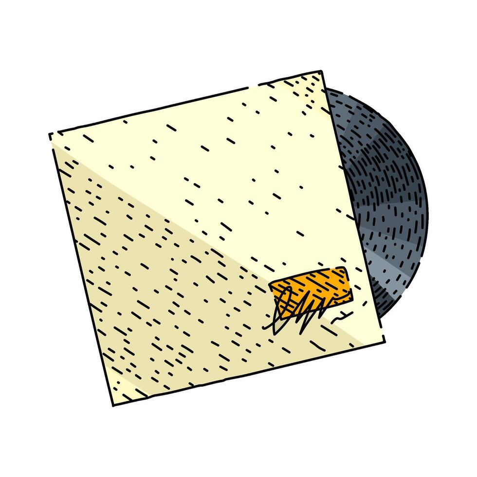 LP vynil record sketch hand drawn vector