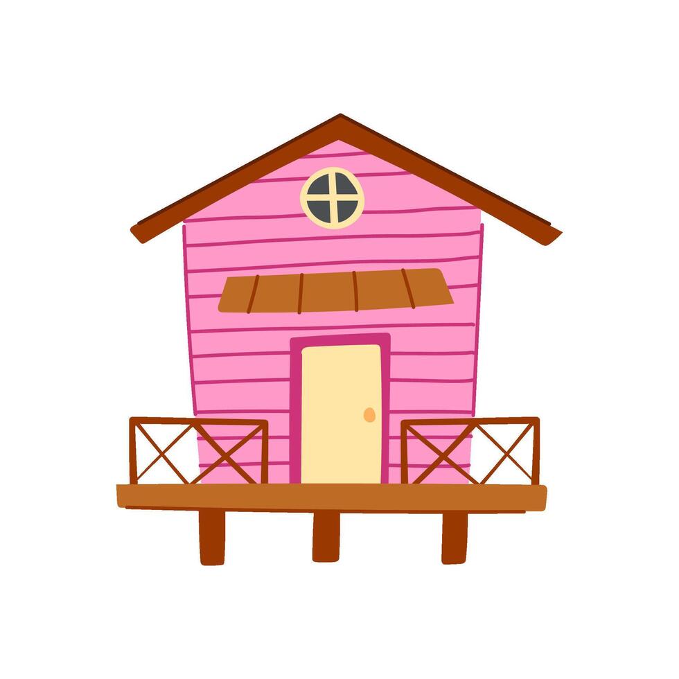 cozy bungalow cartoon illustration vector