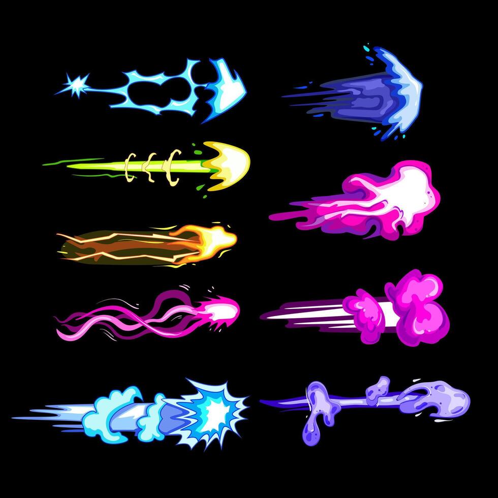 laser gun beam set cartoon illustration vector