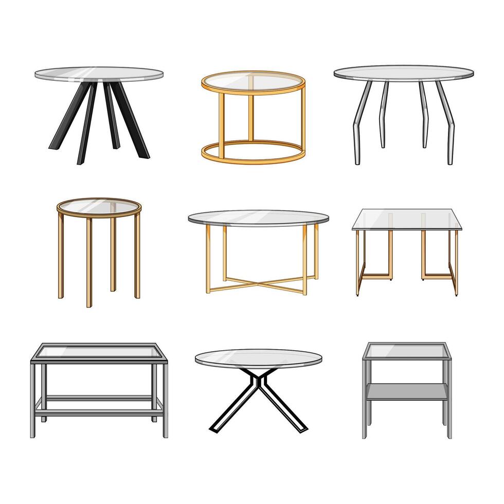 glass table set cartoon illustration vector