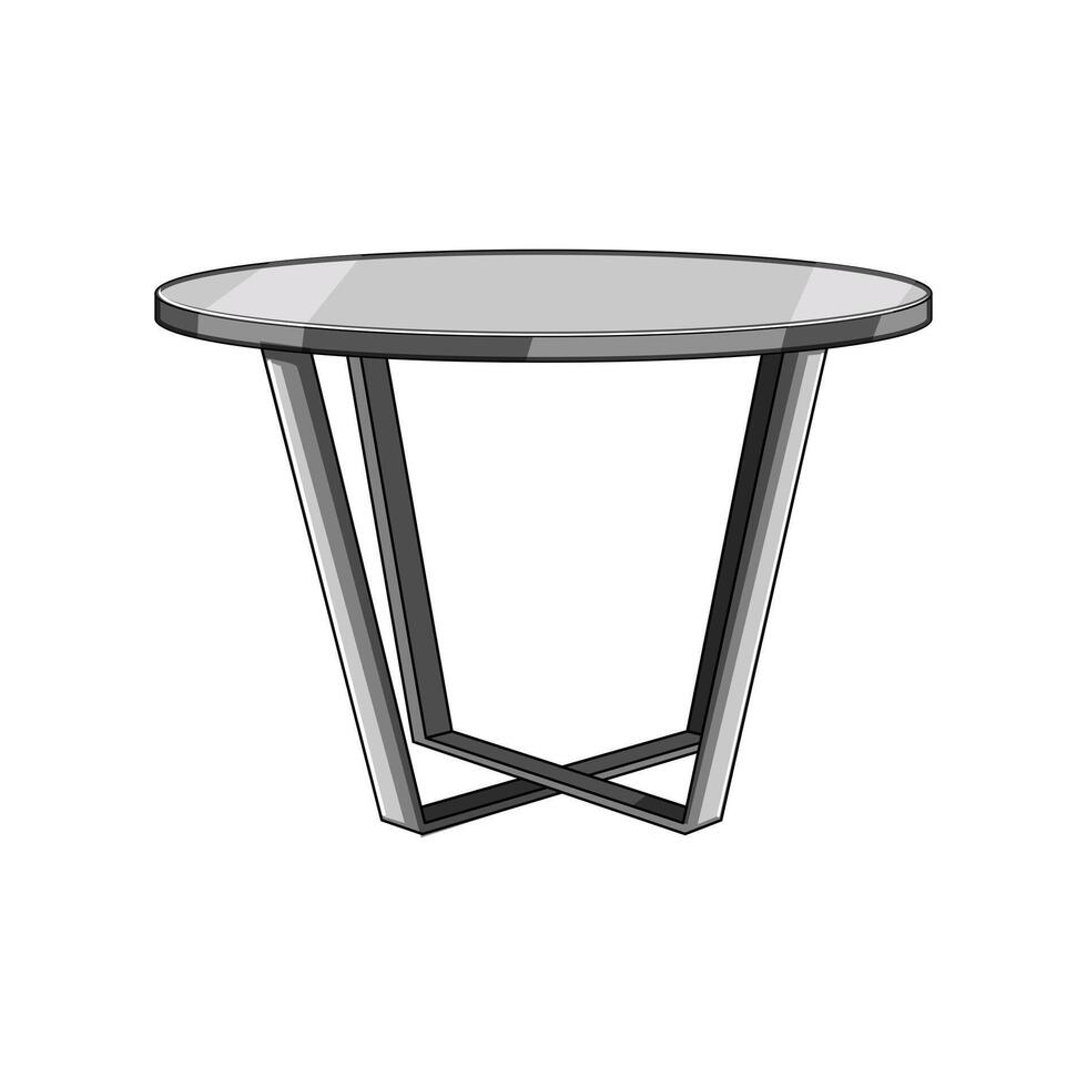 sleek metal table cartoon illustration vector