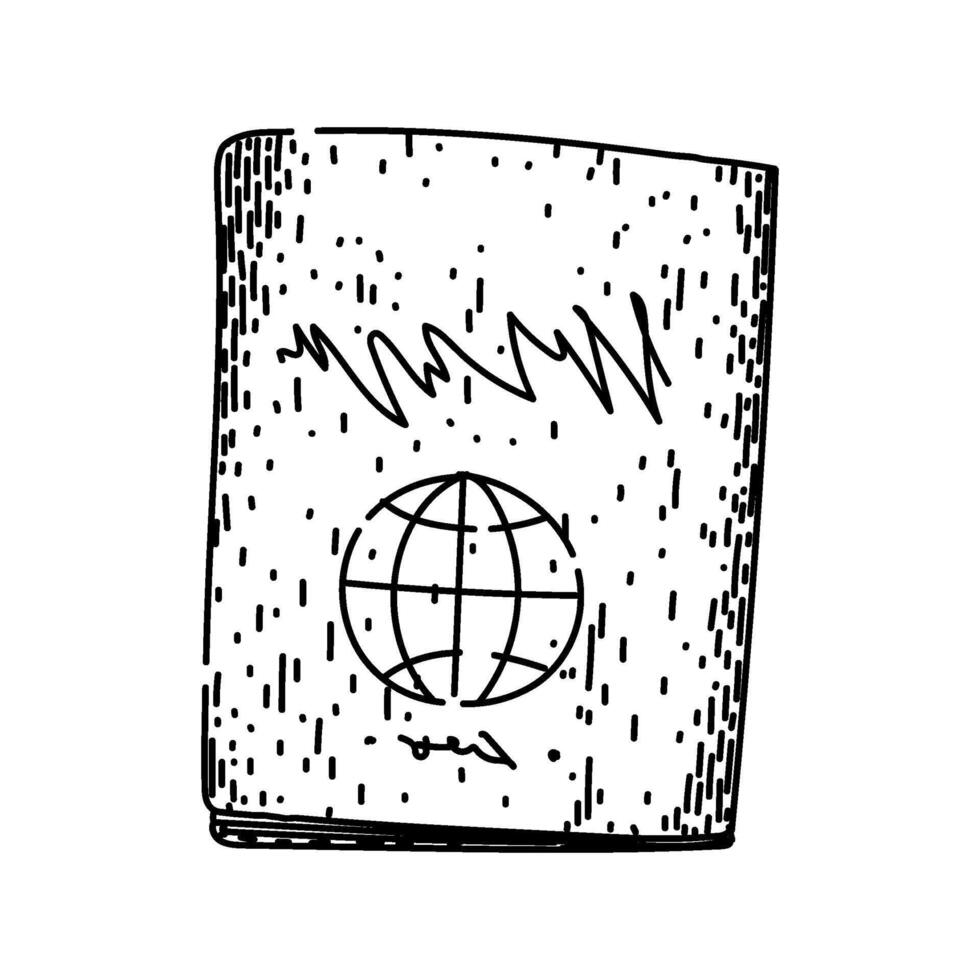 document passport sketch hand drawn vector