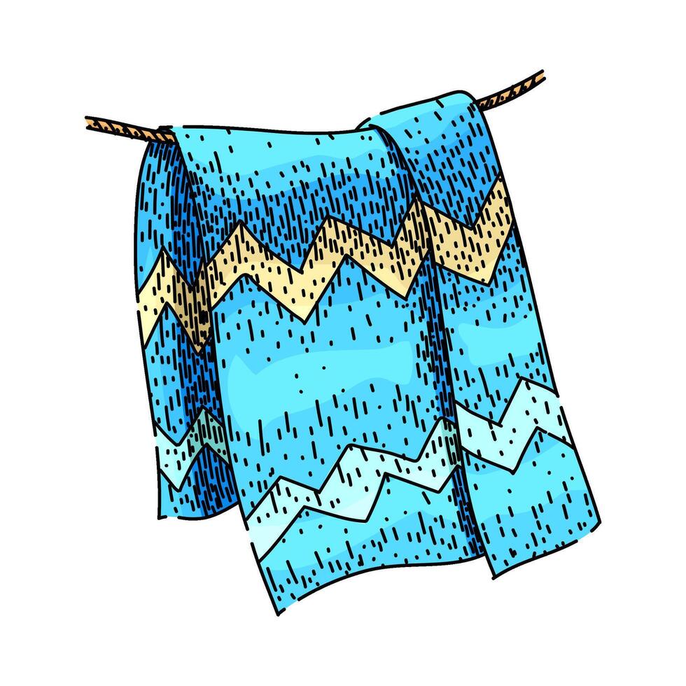 sand beach towel sketch hand drawn vector