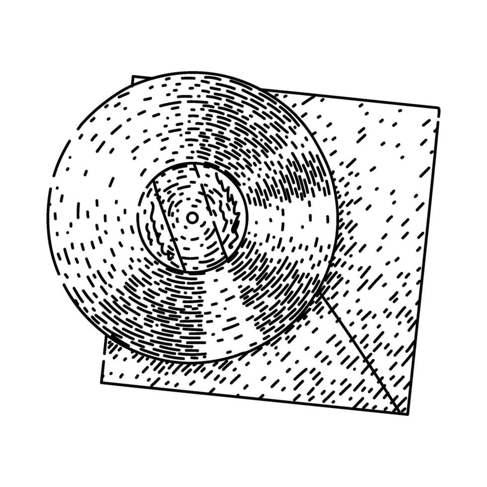 groove vynil record sketch hand drawn vector