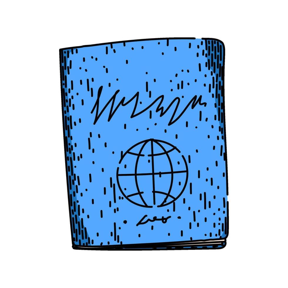 document passport sketch hand drawn vector