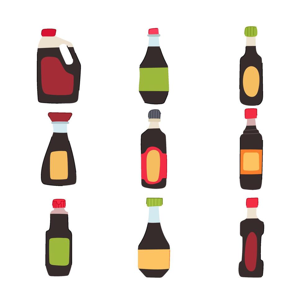 soy sauce set cartoon illustration vector
