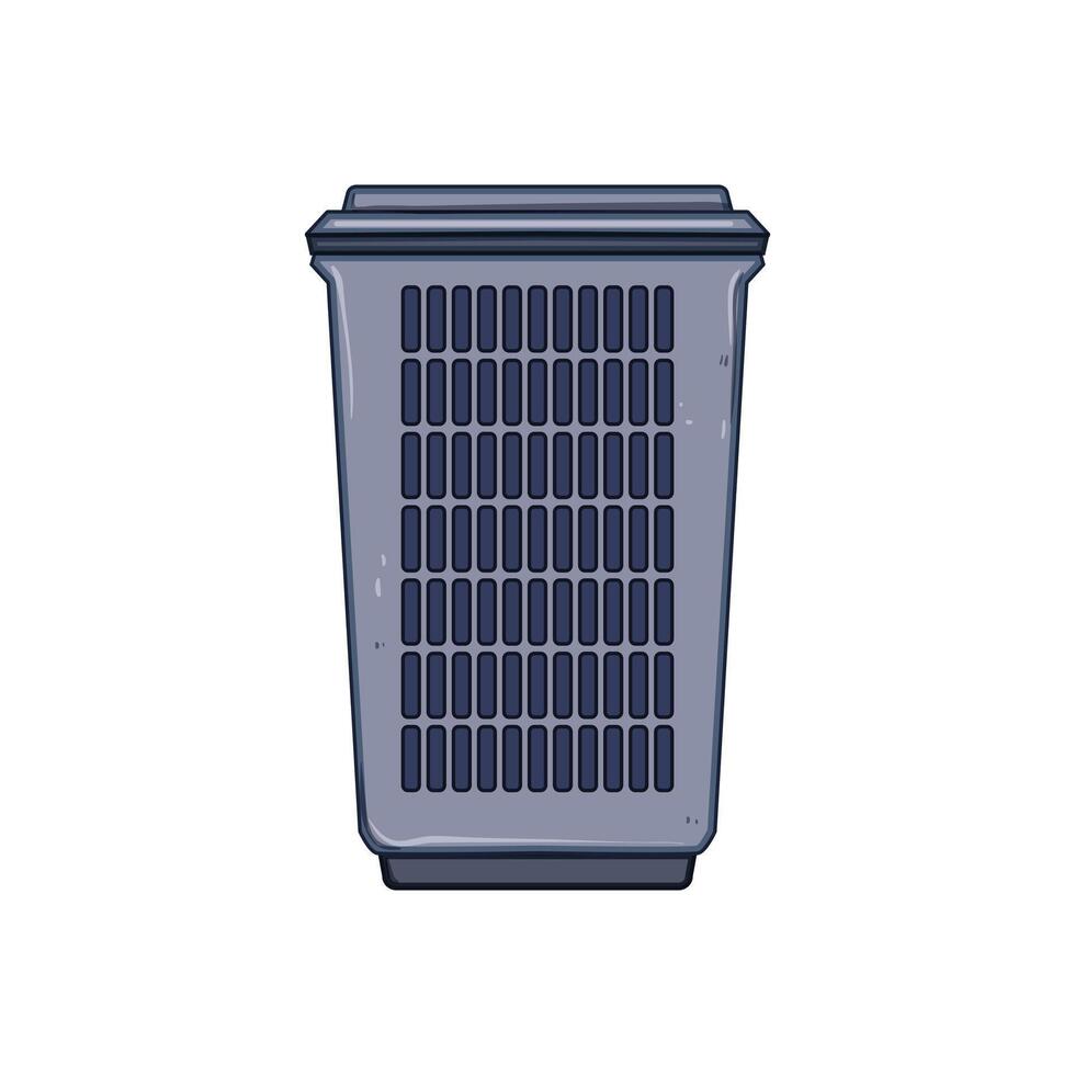 portable laundry basket plastic cartoon illustration vector
