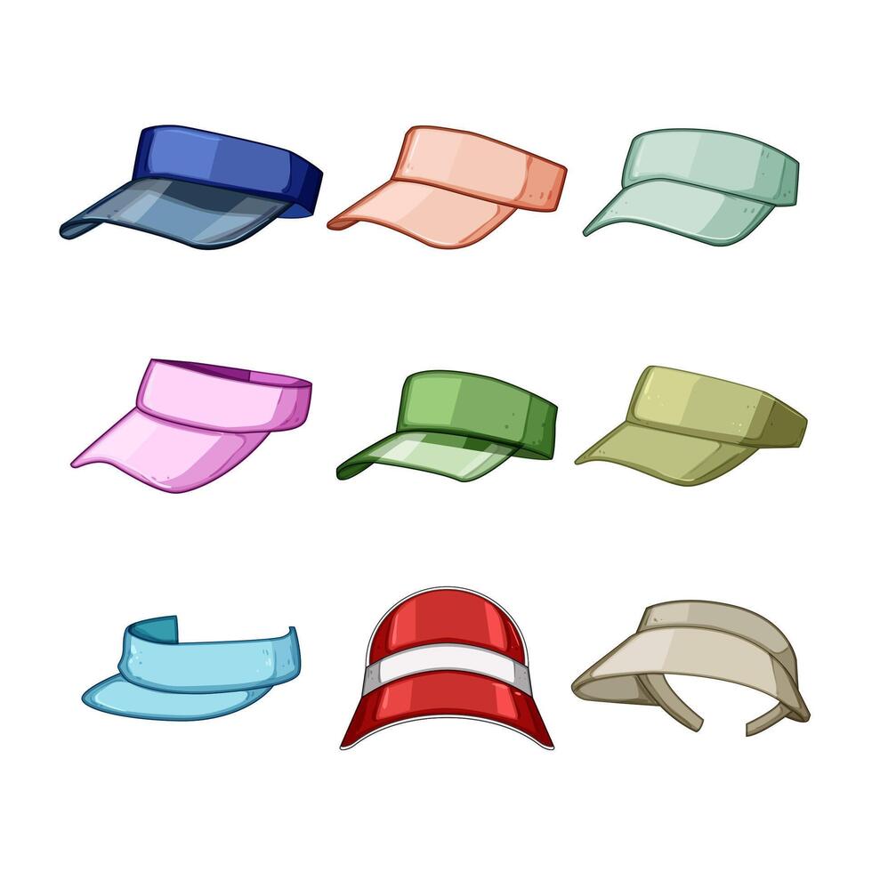 visor cap set cartoon illustration vector