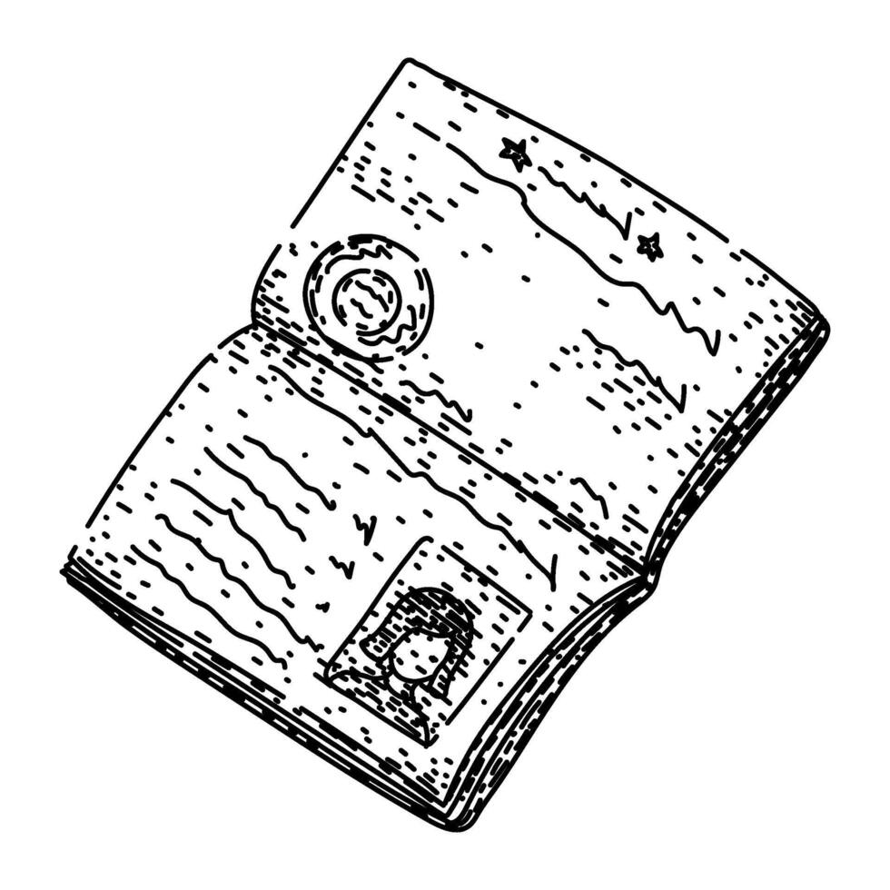 identification passport sketch hand drawn vector