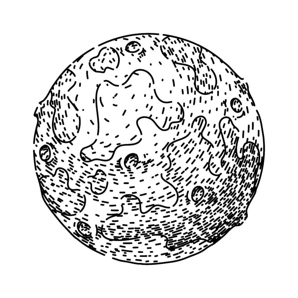 orbit moon sketch hand drawn vector