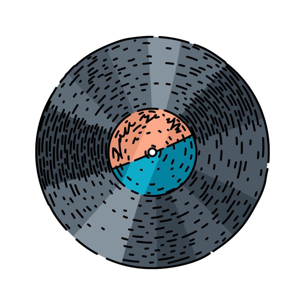 analog vynil record sketch hand drawn vector