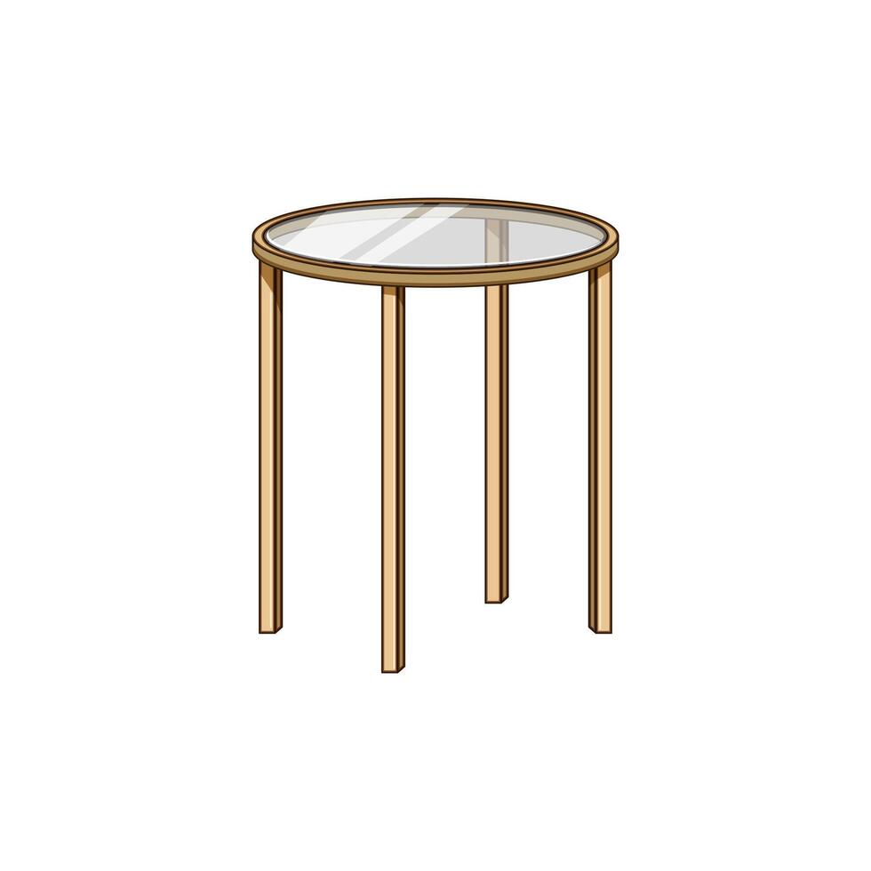 durable glass table cartoon illustration vector