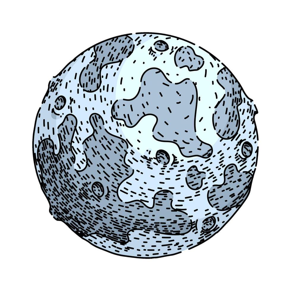 orbit moon sketch hand drawn vector