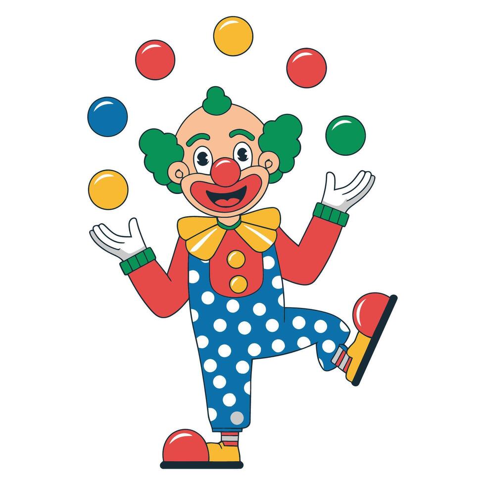 Juggling Clown Cartoon Illustration vector