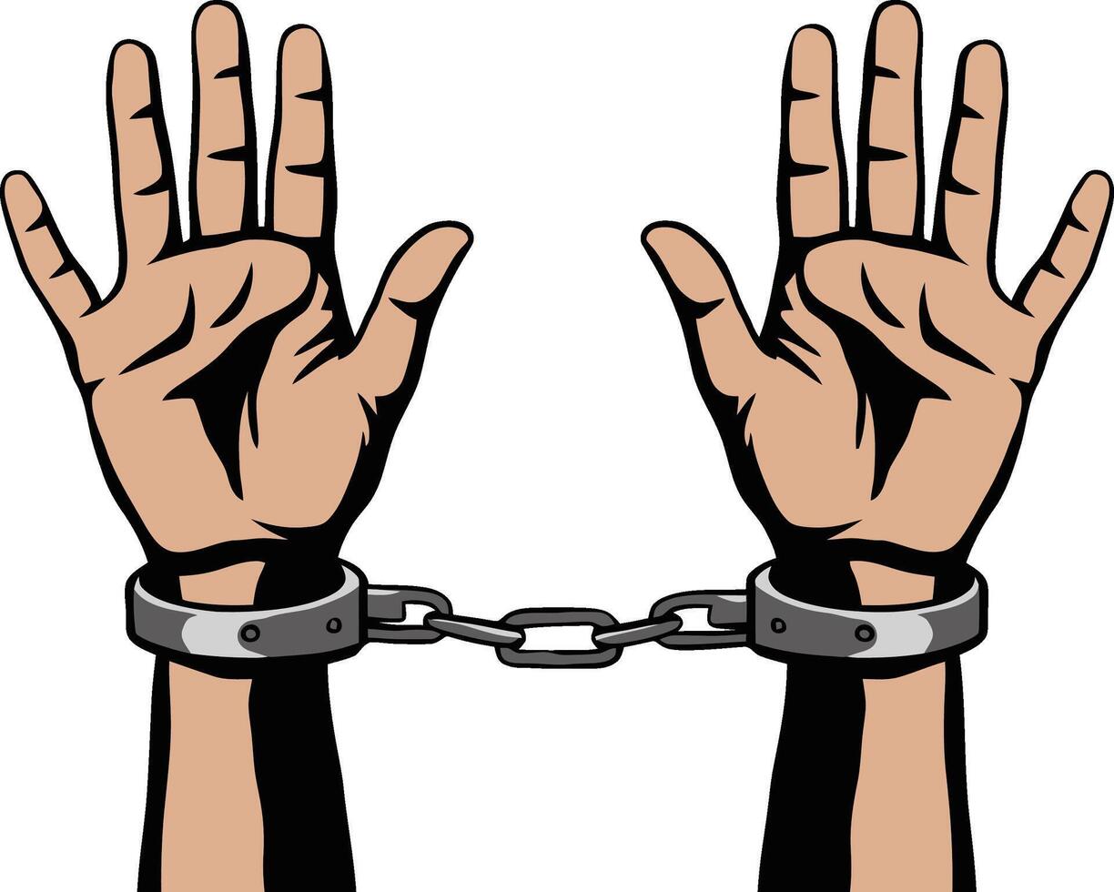 Captured Hands Chained with Handcuff illustration vector