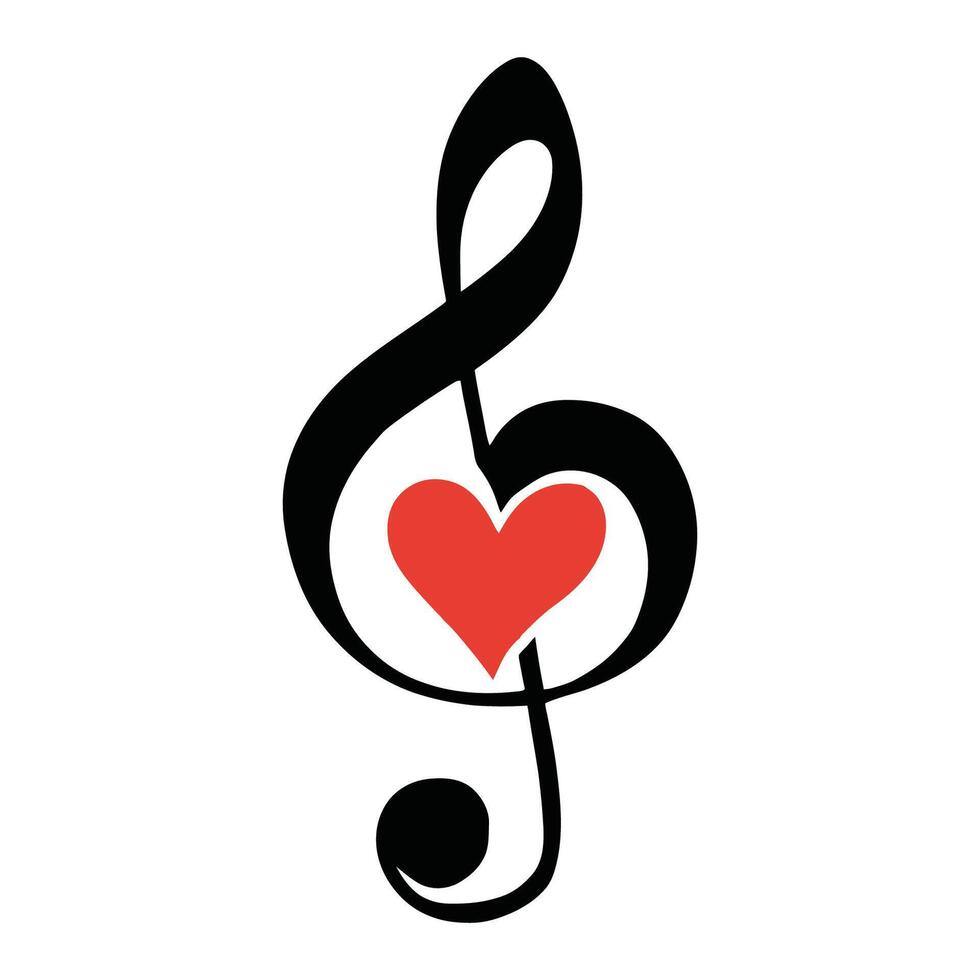 musical note with heart icon illustration vector