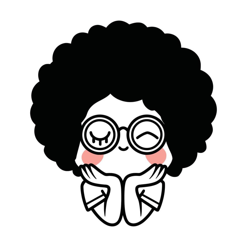 Cute Girl with Afro and Glasses Illustration vector